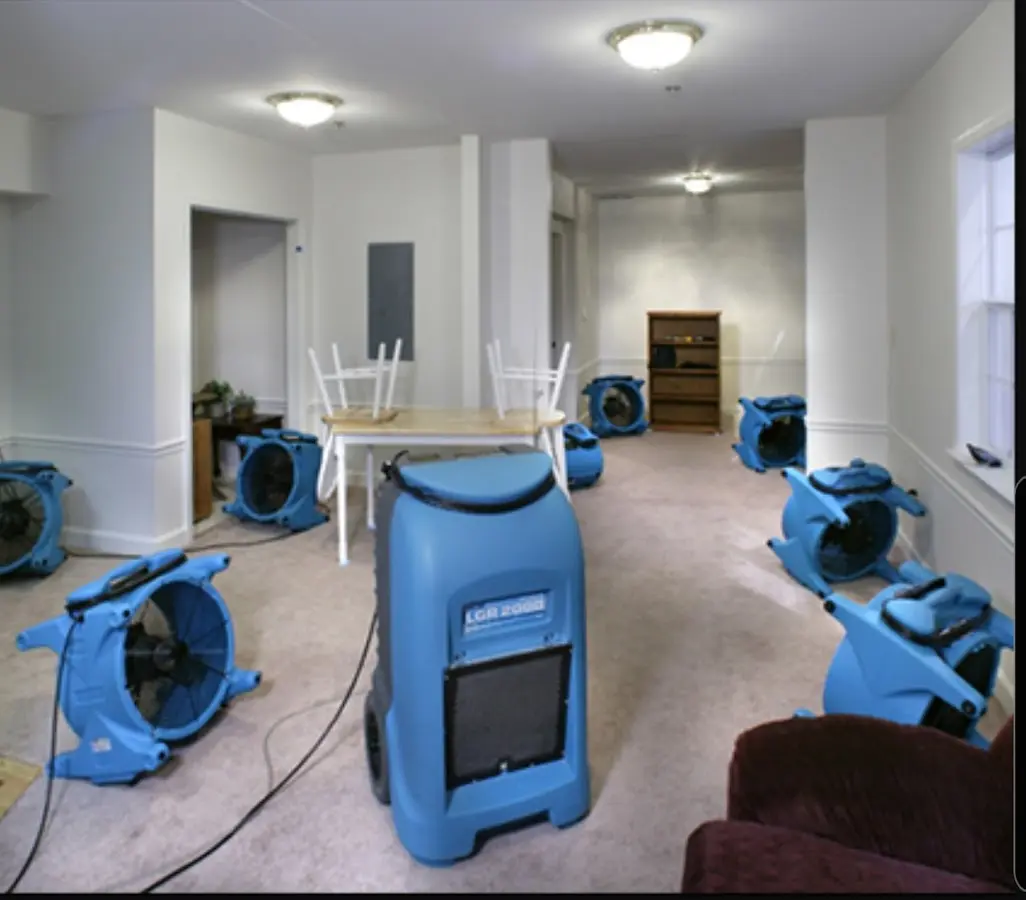 Air movers and dehumidifier setup for Water Extraction & Removal in Bountiful